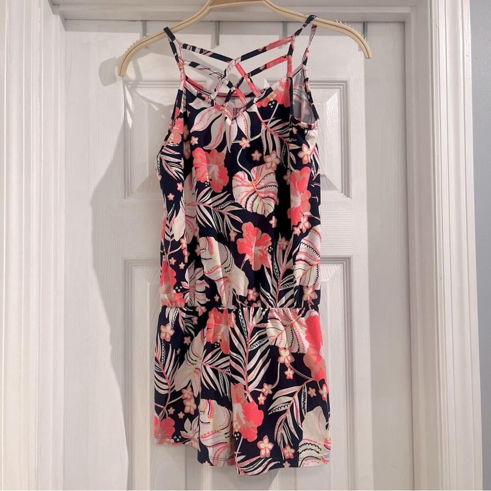 Epic Threads Girls Black and Hot Pink Floral Romper Sz M